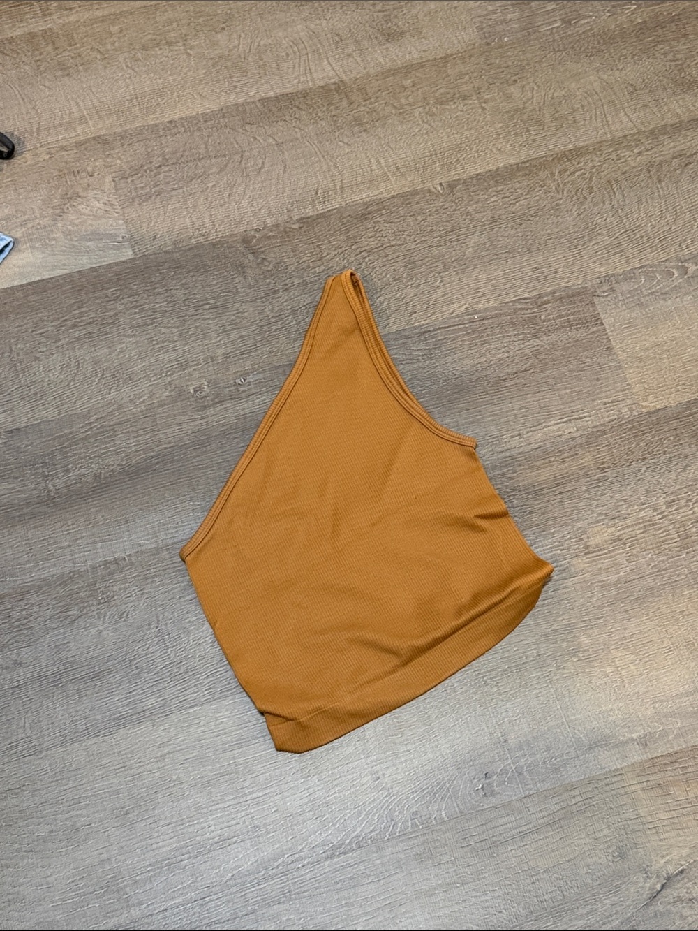 One-Shoulder Ribbed Tank Top in Rust